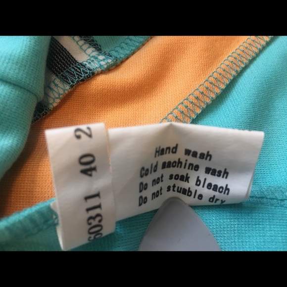 NWOT Paper Scissors Bodycon Geometric Dress in Black White Tourquoise Orange SZM - Picture 11 of 11